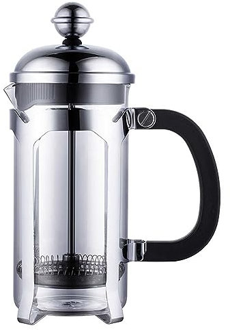 AXIKALB Cafetière Française Autocuiseur 1l en Acier Inoxydable Filtre Poinçonneuse Manuelle Verre Résistant La Chaleur