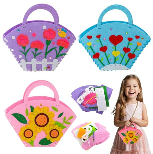 Cosysparks Filz nähset kinder, 3-Pack kinder nähset nähen kinders Fun DIY Educational Nähen Craft Geschenk mit Nähwerkzeugen für Mädchen (Stil4)
