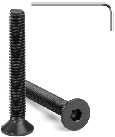 Tunejoy 20 Stück M4 x 30 mm Senkkopfschrauben Schwarz Senkschrauben Edelstahl A2 V2A Senkkopf Innensechskant DIN 7991 Vollgewinde mit Inbusschlüssel