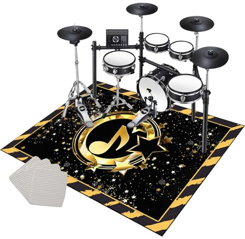 Drum Teppich Schlagzeug Teppich Schallschutz Teppich Schallschutzmatte rutschfeste Trommel Teppiche Schallschutzdecke für Bass Drum Snare, rutschfest Schalldicht Schlagzeugteppich 200 x 180 cm