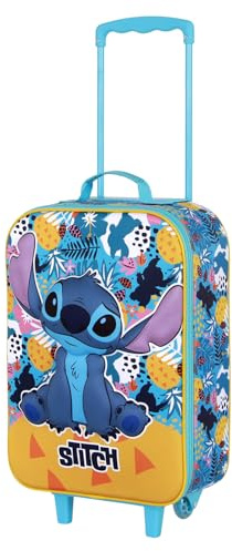 Disney Lilo e Stitch Colors-Valigia Trolley Soft 3D, Turchese, 17 x 33 x 52 cm, Capacità 26 L