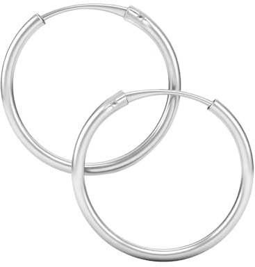 Aros plata mujer de 15, 20, 30 y 40mm - Pendientes aro hombre o mujer en plata de ley 925 que se envían en una cajita ideal para regalo - Aretes de 2mm de ancho (20mm)