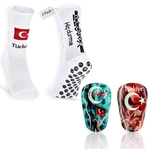 ProSx - Fußballsocken & Mini Schienbeinschoner Set I rutschfest & Leicht I Fußballsocken Herren I Mini Shin Pads I Länderdesigns I Kinder & Erwachsene I Carbon