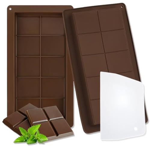 QOMJUFA 2 Pezzi Molde Chocolate in Silicone Profondo, Molde Turron e Cioccolato, Stampi Extra Profondi per Dolci, Moldes para Turrones, Praline e Caramelle (10 Cavità)