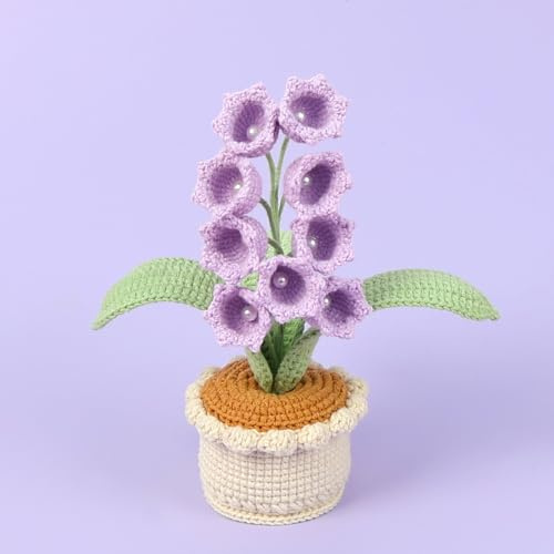 RSACCSKY Orchidea grande in vaso lavorata a maglia, 17 cm, per cruscotto dell'auto, decorazione per centrotavola per auto, decorazione fatta a mano per la casa (multicolore)