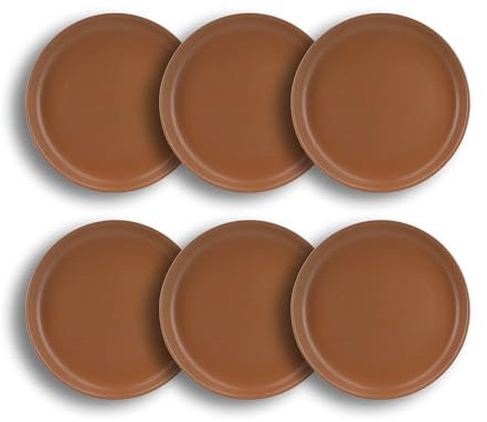 NOVASTYL - Lot 6 assiettes plates arita 27cm en grès marron - 2614820