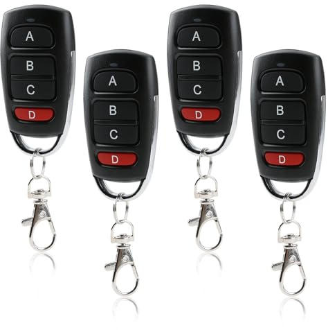 4PCS Télécommande Universelle 433 MHz Pour Portail & Garage - Copieur Code Fixe - Clonage Sans Fil Compatible EV1527 PT2262 HS1527 - Longue Portée Sécurisée