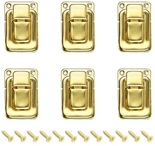 6PCS Toggle Catch Latch Clasp, Jewelry Box Lock Buckle for Packaging, Gift Box Toggle Catch Lock Gold 25x38mm