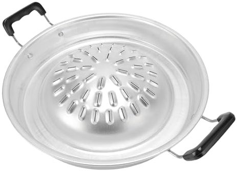 Qcwwy BBQ Grill Pan, Thai Style Aluminum Cooking Pan Even Heating Hot Pot with Handle Multifunction Grill Topper Camping BBQ Pan for Indoor Outdoor BBQs Cooking (30cm/11.81in Original Color)