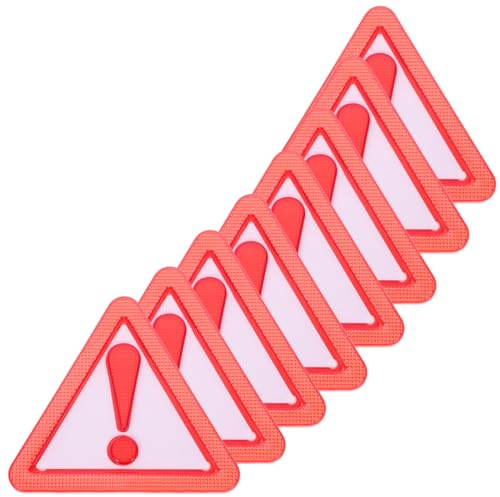 8pcs Red Plastic Slow Moving Vehicle Safety Sign Triangle | Weather Resistant, Adhesive Backing, Nighttime Visibility, for Vehicle Rear Use, Warning Marker Set