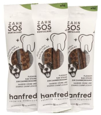 Hanfred Denta Stick Wild – natürlicher Zahnpflege-Snack für Hunde Monoprotein & pflanzlichen Zutaten – unterstützt Zähne, Zahnfleisch & Maulhygiene, reinigt beim Kauen auf natürliche Weise (3x20g)