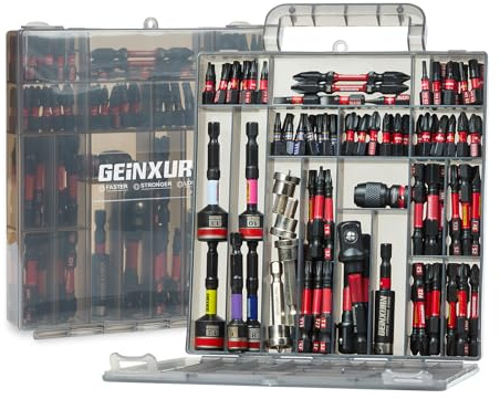 99Pcs Impact Screwdriver Bit Set (Torx, PH, PZ, Hex, SL), S2 Steel Magnetic Driver Bits, Incl. Bit Holder, Nut Driver, Socket Adapter, Drywall Screw Setter and Double-Ended Bits in Grey Storage Box | Torx, Phillips, Pozi, Hex, Slottle, S2 Steel, Bit Holder, Socket Adapter, Bit PH2 with Limiter