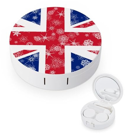 fkgvwo Contact Lens Container Union Jack Travel Contact Lens Box with Mirror Tweezers Solution Bottle