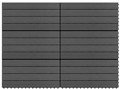 INLIFE Carreaux de terrasse 6 pcs WPC 60x30 cm 1,08 m² Noir