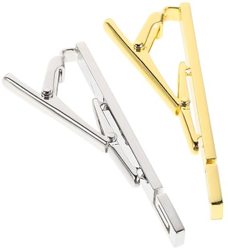Healeved 2 Stück Krawattenklammern aus Metall in Gold und Silber Business Krawattenhalter für Herrenanzüge Sicherer Halt Langlebiges Büroaccessoire und Geschenkidee