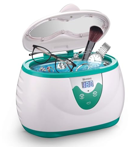 UKOKE Macchina per la pulizia ad ultrasuoni con timer per gioielli, occhiali e protesi 0,6 L Verde
