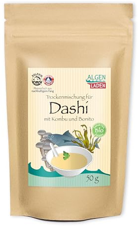 ALGENLADEN Trockenmischung für Dashi mit Kombu und Bonito - 50g | japanische Brühe | Instant Suppe | ohne Zusatzstoffe | ergibt 12 Liter