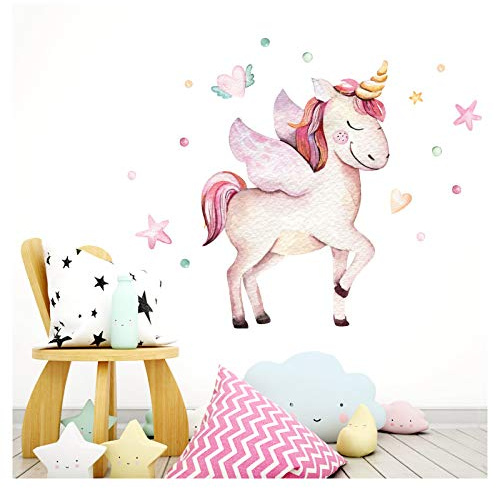 Little Deco Wandtattoo Einhorn & Herz mit Flügeln DL140
