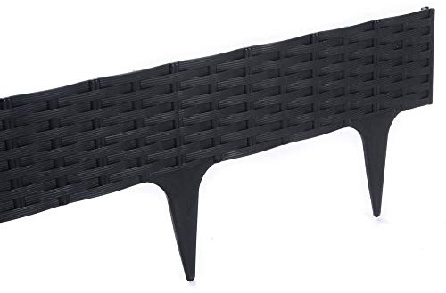 rg-vertrieb Rasenkante Gartenpalisade Beeteinfassung 3,9m Anthrazit Rattan-Optik Beetumrandung Mähkante Kunststoff Palisade flexibel 5 Module je 78,5cm für Gartenweg & Beet