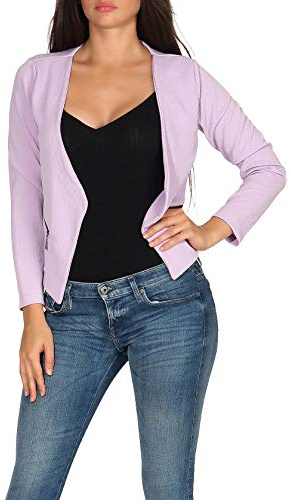 Malito Blazer Ante Basic-Look en Cremallera Business 6040 Mujer (XL, Lila)