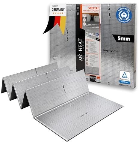 60m² Trittschalldämmung 5mm mit AquaStop, Verlegeunterlage für Parkett & Laminat, Heizfilm-Unterlage optimal für eletrische Fußbodenheizung, hohe Druckfestigkeit