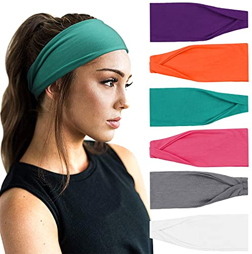 DRESHOW 6 Stück Damen Stirnband Kopfband Haarband Turban Elastische Stirnband Haarschmuck für Mädchen Alltag Yoga Sport Fitness