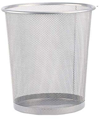 QYRKYP Mülleimer, Mülleimer Metallgitter Runder Oberer Abfalleimer Mülleimer Für Büro Zu Hause, 26X28Cm/Silber