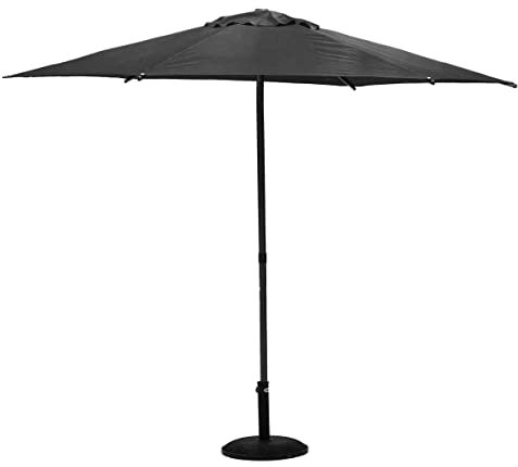 Hespéride - Parasol Droit Rond Soya Ardoise - D2,7m - Haute Protection UV, Toile Amovible Déperlante et Orientable - Structure en Acier Traité Antirouille
