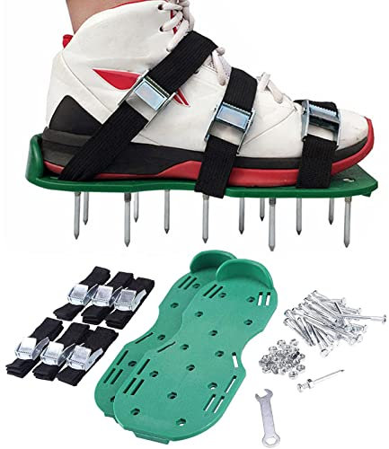 ZPYXBH Rasenbelüfter Rasenlüfter Schuhe Vertikutierer Nagelschuhe Rasen Sandalen Universalgröße Rasenbelüfter Schuhe Mit Verstellbare Gurte Zum Einfachen Belüften Rasenpflege Für Garten, Hof