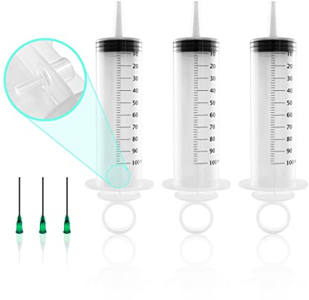 3 Stück Dosierspritzen 100ml mit stumpfer Nadel und Adapter aus Kunststoff | Einweg, Feindosierung, Flüssigkeiten, Kleber, Öl, Basteln, Modellbau, Handwerk, Hobby, Präzisionsanwendung