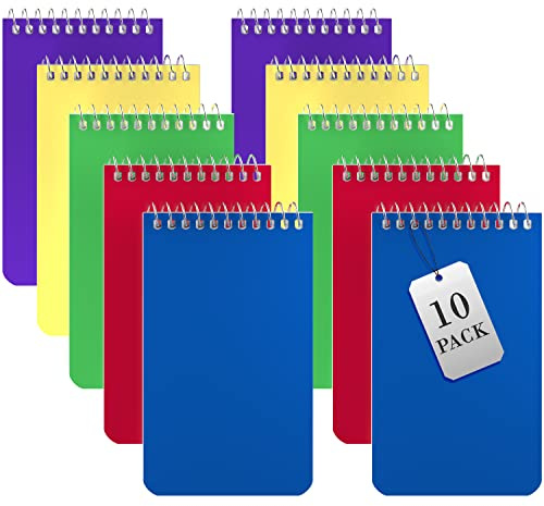 Small Notebooks, Spiral Notepads 3x5 - (Pack of 10) Pocket Notebook, Memo Pads For Home, Office, College, School - Lined College Ruled Paper - 5 Colored Notebooks, 75 Sheets Per Notebook