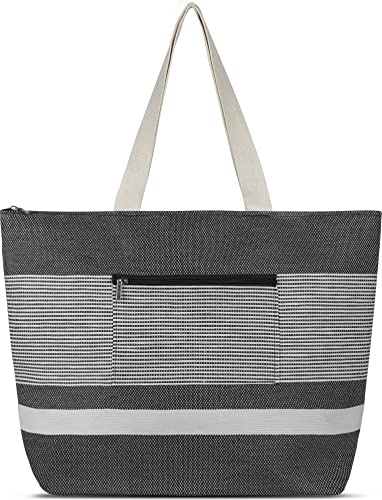 normani Sommertasche Damen Tasche Schultertasche 20 Liter Volumen - Strandtasche mit Außentasche mit Reißverschluss Farbe Anthrazit
