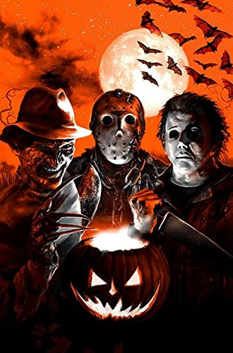 Wooden Jigsaw Puzzle 1000 Teile, Halloween Freddy Krueger Jason Voorhees Michael Myers Film Puzzle Tragbarer Merkspiel Lustige Geschenke Story Puzzle Für Familie Kids Adults