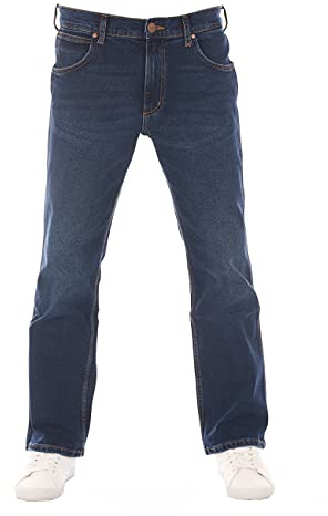 Wrangler Jacksville Pantalones vaqueros para hombre, corte acampanado Bootcut, vaqueros de algodón elástico en negro y azul, tallas W30, W31, W32, W33, W34, W36, W38, W40, W42, W44, 32W x 34L