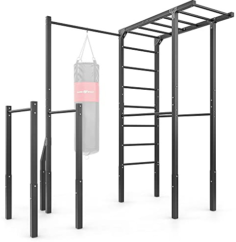 Marbo Sport Sprossenwand mit Klimmzugstange, Boxsackhalterung und Dip-Stangen, OUTDOOR, stabile Konstruktion pulverbeschichtet, Tragfähigkeit bis 110kg, massive Metallprofile, | Made in EU