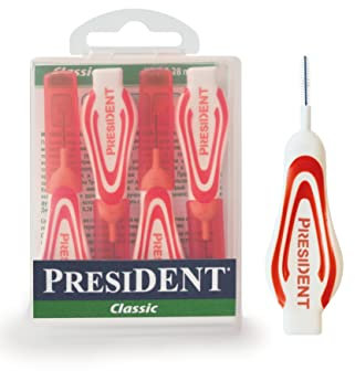 President 4 SCOVOLINI INTERDENTALI formato XXS Ø 0,23 mm Rimuovono placca e residui di cibo in ogni spazio interdentale. Ideali per portatori di apparecchi e protesi