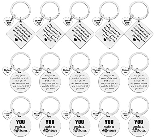 Ximalun 15 Pcs Thank You Gifts Appreciation Keyring Make a Difference Keyring Appreciation Gifts for Employee Staff Colleague Thank You Gifts for Nurse Teacher Mentor Coach Social Worker
