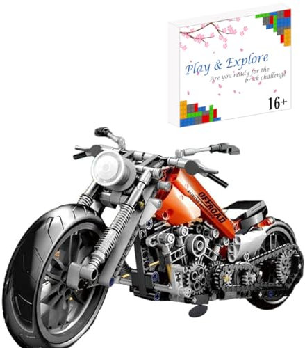 JOMIOD Technik Motorrad für Harley Supermotorrad, 436 Teile Technik Geländemotorrad Bausteine, MOC Klemmbausteine Motorbike Modell Kompatibel mit Großen Marken