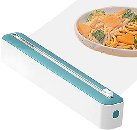 Dispensador papel aluminio con cortador – cajón cortador láminas, práctico dispensador para papel plástico/papel aluminio – cortador plástico para cocina, restaurante