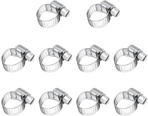 10pcs 6-12mm Collier de Serrage Inox, Leryati 304 Collier Serrage Métallique Collier Durite, Collier Serrage Réglable en Acier Inoxydable Convient Pour Piscine, Machine à Laver, Jardin