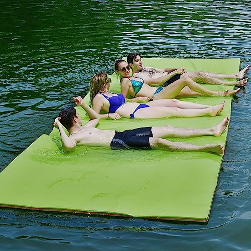 COSTWAY Schwimmmatte 355 x 183 cm, Schwimmende Wassermatte bis 400 kg belastbar, Schwimmmatte aus reißfestem XPE-Schaumstoff, Wasserliege, Wasserhängematte für Kinder und Erwachsene (Grün)