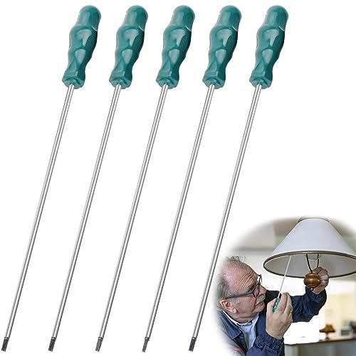 Set di 5 Cacciaviti Torx a Stella Extra Lunga, HOMURY Cacciaviti Torx Lunghi con Impugnature Ergonomiche, Cacciavite Magnetico, T15 - T30, 400mm