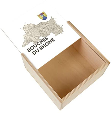 Fabulous Schachtel aus Holz – Bouches du Rhône 13 Marseille Departement Karte alte PACA (11 x 11 x 3,5 cm)