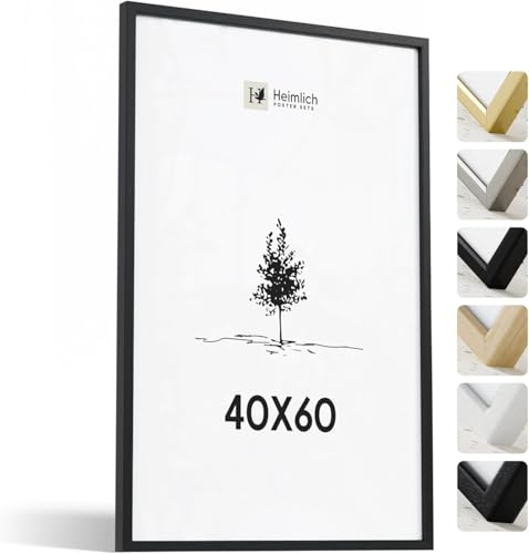 Heimlich Fotorahmen aus massivem Kiefernholz – 40 x 60 cm, Schwarz | Heimlich® – Robuster Mittelgroßer DIY-Collagenrahmen Aus Holz – Nur Wandhalterung