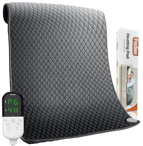 Focbeo XXXL Heizkissen mit Abschaltautomatik (80 x 60 cm), Wärmekissen elektrisch mit 6 Temperaturstufen & 4 Zeiteinstellungen für Rücken, Schultern, Bauch, Beine, Schnellaufheizung, Maschinenwaschbar