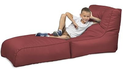 chilly pilley Sitzsack, Faltbarer Pouf zum Sitzen und Liegen 2 in 1 – mit EPS-Füllung – Riesensitzsack – Kinder & Erwachsene – Outdoor Liegekissen Wasserfest Sitzkissen – viele Farben, dunkelrot