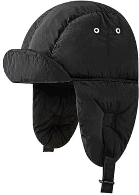 IMOSEI Fellmütze, Winterversion, gepolsterte Bombermütze, Outdoor-Reisen, vielseitiger Thermo-Gehörschutz, Fliegende Kappen for Männer und Frauen (Color : Schwarz, Size : 55-59cm)
