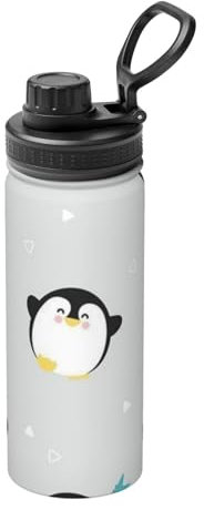 VYONNE Borraccia termica a forma di pinguino, con cannuccia e coperchio, in acciaio inox, per uomini e donne, adulti, palestra, sport all'aria aperta