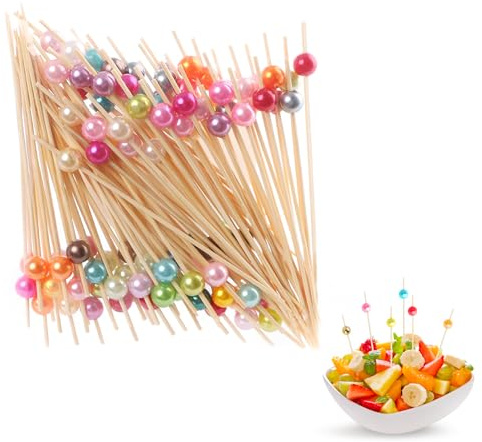 100 Stück gemischte Bambus-Picks in 10 Farben, geeignet für Speisen und Getränke, Cocktail-Picks, Sandwich-Picks, Obst-Picks und andere Party-Lebensmittel, Zahnstocher aus Holz