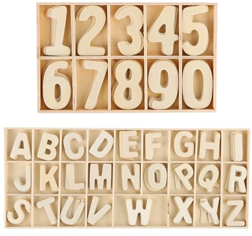 Holzbuchstaben Klein mit Zahlen Holz 180 Stück, Buchstaben Holz A-Z, Nummern Holz 0-9, Holzbuchstaben Kinder Deko Holz Buchstaben für Türschilder, kinderzimmertür, Hochzeit Deko